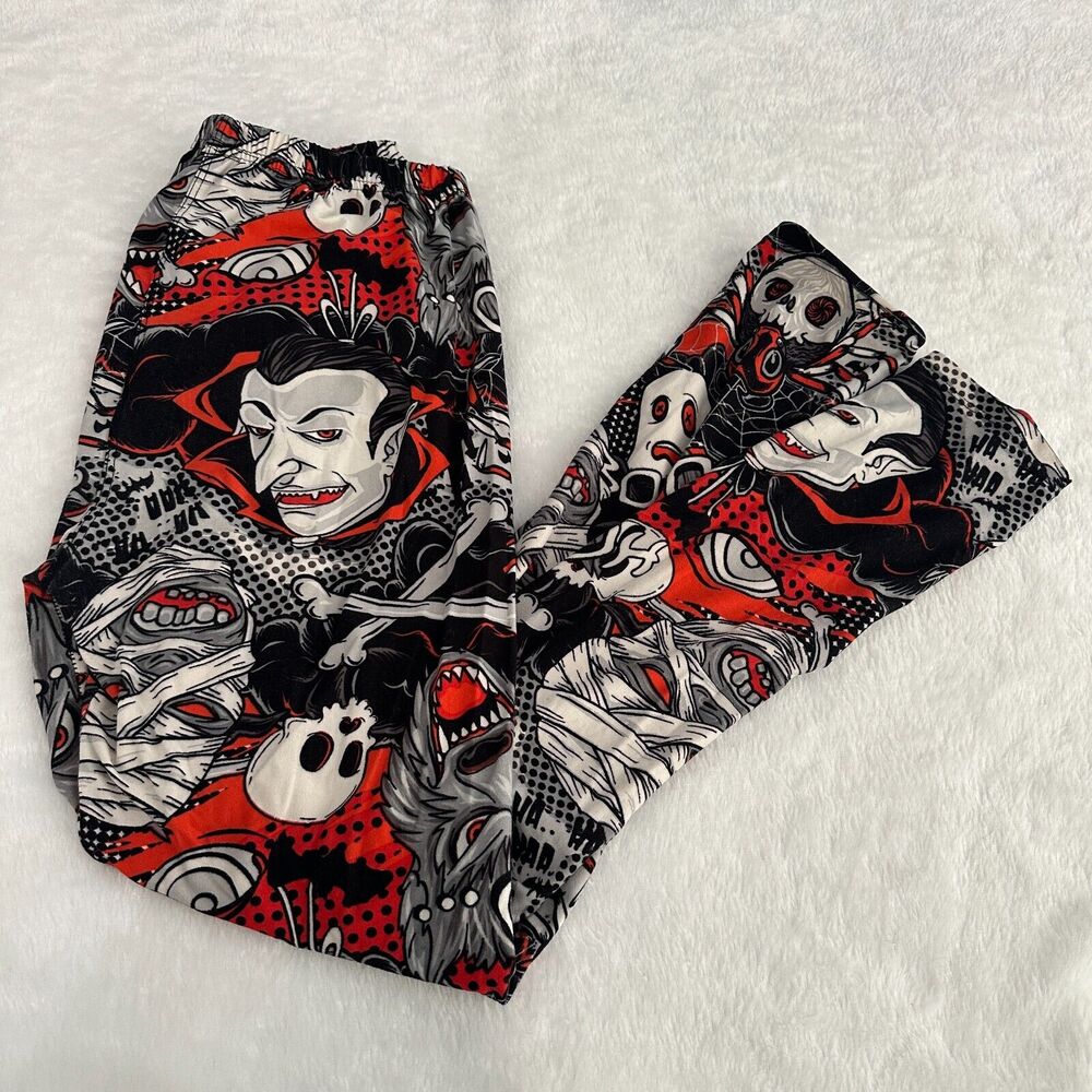 BOO Halloween Creepin It Real Werewolf Mummy‎ Dracula Leggings Pants ONE SIZE